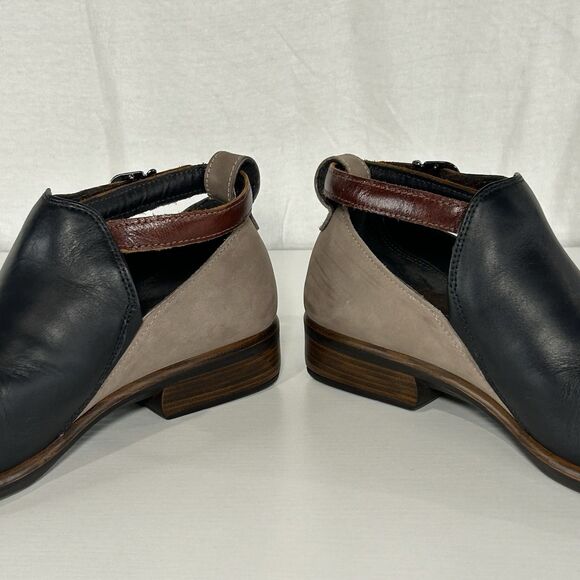 Naot Kamsin Black Taupe Leather Nubuck Ankle Bootie Shoes US 6.5 EU 37 - Picture 3 of 8